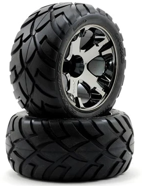 Wheel & tire 2,8 inch zwart chroom (2 stuks in verpakking) 